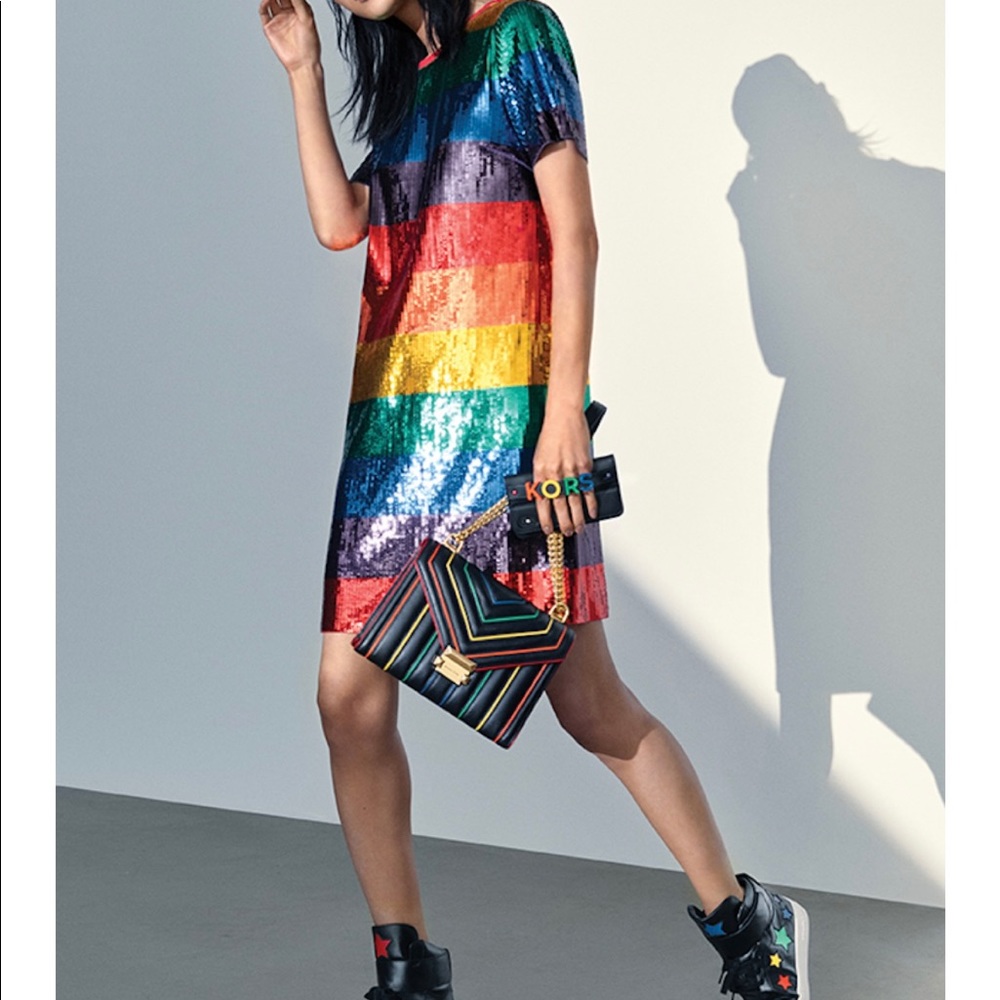NWT MICHAEL KORS RAINBOW SEQUINED DRESS
